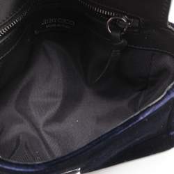 Pre Owned Jimmy Choo Blue Velvet Ruby Chain Crossbody Bag