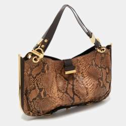 Jimmy Choo Brown Watersnake Leather Ayse Shoulder Bag