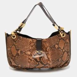 Jimmy Choo Brown Watersnake Leather Ayse Shoulder Bag