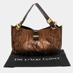 Jimmy Choo Brown Watersnake Leather Ayse Shoulder Bag
