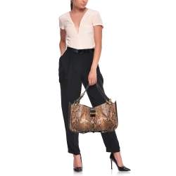 Jimmy Choo Brown Watersnake Leather Ayse Shoulder Bag