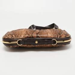 Jimmy Choo Brown Watersnake Leather Ayse Shoulder Bag