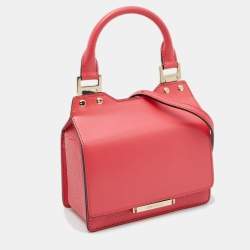 Pre Owned Jimmy Choo Peach Pink Leather Top Handle Bag