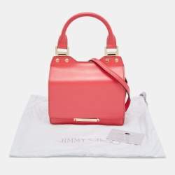 Pre Owned Jimmy Choo Peach Pink Leather Top Handle Bag