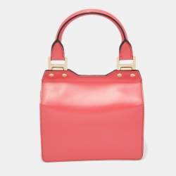 Pre Owned Jimmy Choo Peach Pink Leather Top Handle Bag