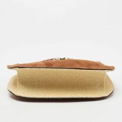 Jimmy Choo Brown Suede and Raffia Small Varenne Hobo