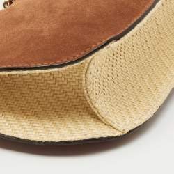 Jimmy Choo Brown Suede and Raffia Small Varenne Hobo