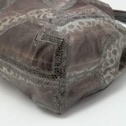 Pre Owned Jimmy Choo Dark Brown/Grey Karung and Watersnake Leather Saba Hobo