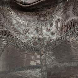 Pre Owned Jimmy Choo Dark Brown/Grey Karung and Watersnake Leather Saba Hobo