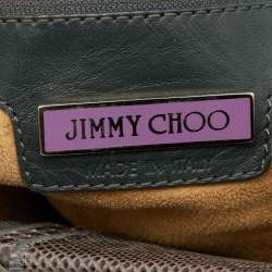 Pre Owned Jimmy Choo Dark Brown/Grey Karung and Watersnake Leather Saba Hobo