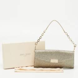 Jimmy Choo Gold Glitter Riane Chain Clutch