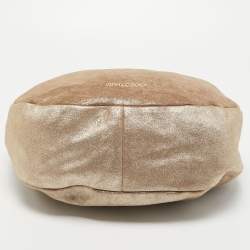 Pre Owned Jimmy Choo Metallic Beige Suede Solar Hobo