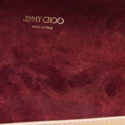 Pre Owned Jimmy Choo Beige Floral Embossed Leather Lockett City Shoulder Bag