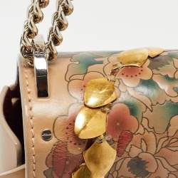 Pre Owned Jimmy Choo Beige Floral Embossed Leather Lockett City Shoulder Bag