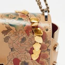 Pre Owned Jimmy Choo Beige Floral Embossed Leather Lockett City Shoulder Bag