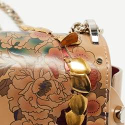 Pre Owned Jimmy Choo Beige Floral Embossed Leather Lockett City Shoulder Bag