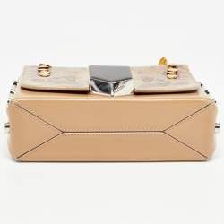 Pre Owned Jimmy Choo Beige Floral Embossed Leather Lockett City Shoulder Bag