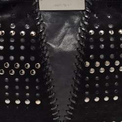 Pre Owned Jimmy Choo Black Perforated Suede and Leather Studded Clutch
