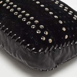 Pre Owned Jimmy Choo Black Perforated Suede and Leather Studded Clutch