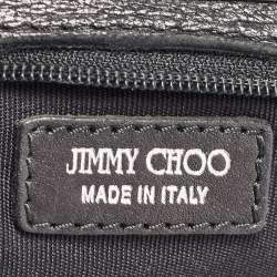 Pre Owned Jimmy Choo Black Perforated Suede and Leather Studded Clutch