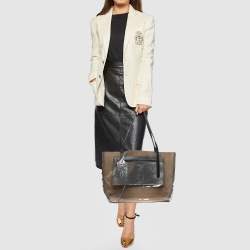 Pre Owned Jimmy Choo Silver/Clear PVC and Leather Name Tag Tote