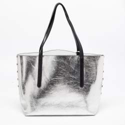 Pre Owned Jimmy Choo Silver/Clear PVC and Leather Name Tag Tote
