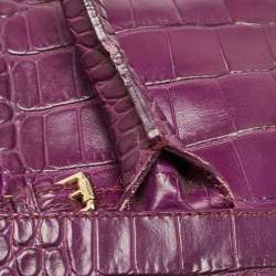 Jimmy Choo Purple Croc Embossed Leather Rosalie Satchel