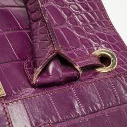 Jimmy Choo Purple Croc Embossed Leather Rosalie Satchel