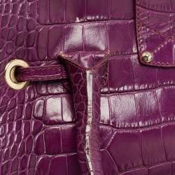 Jimmy Choo Purple Croc Embossed Leather Rosalie Satchel