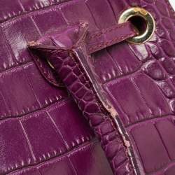 Jimmy Choo Purple Croc Embossed Leather Rosalie Satchel