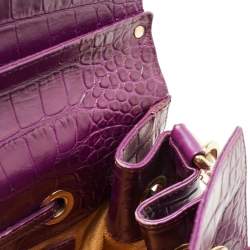 Jimmy Choo Purple Croc Embossed Leather Rosalie Satchel
