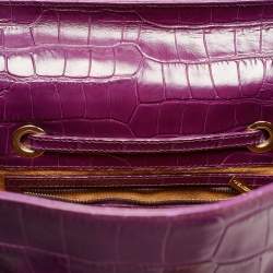 Jimmy Choo Purple Croc Embossed Leather Rosalie Satchel