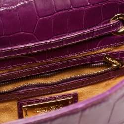 Jimmy Choo Purple Croc Embossed Leather Rosalie Satchel