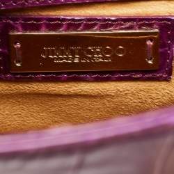 Jimmy Choo Purple Croc Embossed Leather Rosalie Satchel