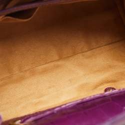 Jimmy Choo Purple Croc Embossed Leather Rosalie Satchel