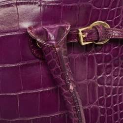Jimmy Choo Purple Croc Embossed Leather Rosalie Satchel