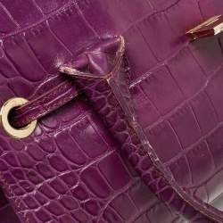 Jimmy Choo Purple Croc Embossed Leather Rosalie Satchel