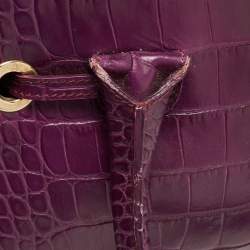 Jimmy Choo Purple Croc Embossed Leather Rosalie Satchel