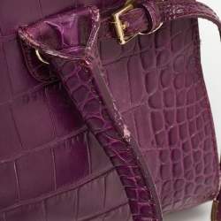 Jimmy Choo Purple Croc Embossed Leather Rosalie Satchel