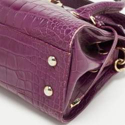 Jimmy Choo Purple Croc Embossed Leather Rosalie Satchel