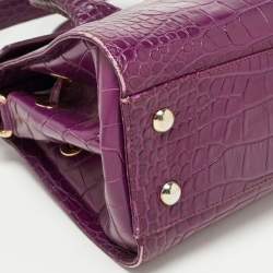 Jimmy Choo Purple Croc Embossed Leather Rosalie Satchel