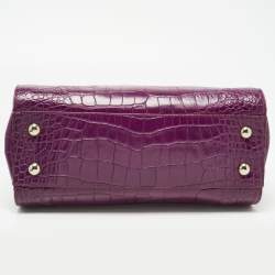 Jimmy Choo Purple Croc Embossed Leather Rosalie Satchel