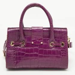 Jimmy Choo Purple Croc Embossed Leather Rosalie Satchel