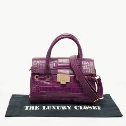 Jimmy Choo Purple Croc Embossed Leather Rosalie Satchel