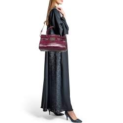 Jimmy Choo Purple Croc Embossed Leather Rosalie Satchel