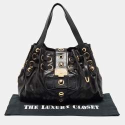 Pre Owned Jimmy Choo Black Leather Riki Tote