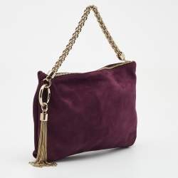 Pre Owned Jimmy Choo Purple Velvet Callie Clutch Bag