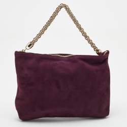 Pre Owned Jimmy Choo Purple Velvet Callie Clutch Bag