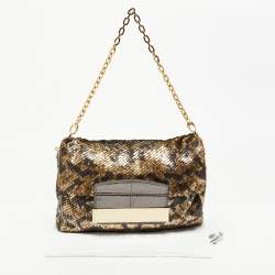 Pre Owned Jimmy Choo Multicolor Metal Sequins Carolina Chain Shoulder Bag
