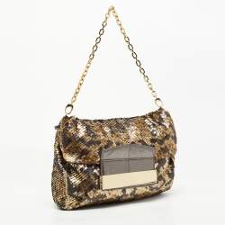 Pre Owned Jimmy Choo Multicolor Metal Sequins Carolina Chain Shoulder Bag